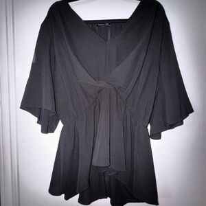 PLUS ANGEL SLEEVE PEPLUM BLOUSE